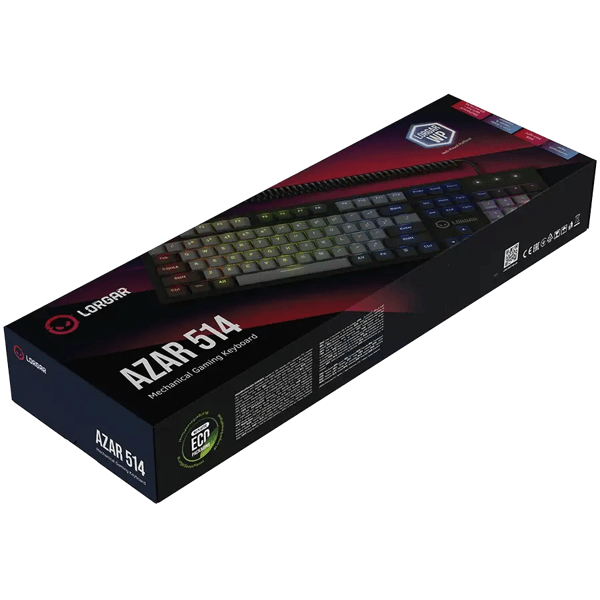 კლავიატურა Lorgar LRG-GK514B-RU Azar 514, Wired, USB, RGB, Gaming Mechanical Keyboard, Black