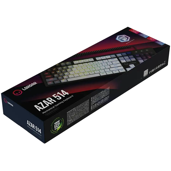 კლავიატურა Lorgar LRG-GK514W-RU Azar 514, Wired, USB, RGB, Gaming Mechanical Keyboard, White