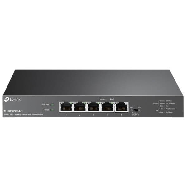 სვიჩი TP-Link TL-SG105PP-M2, 5-Port 2.5 Gbps, POE+Switch, Black