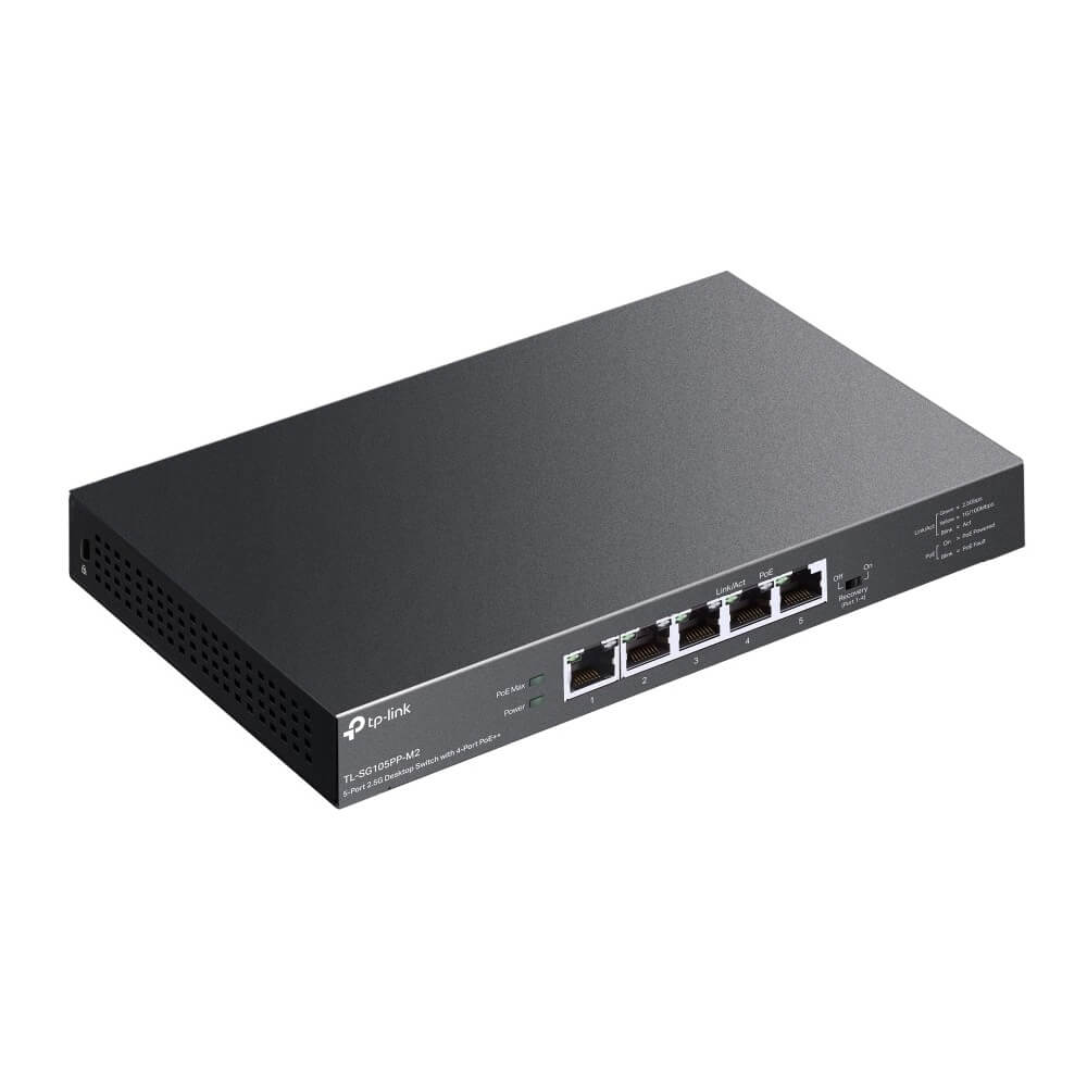 POE+Switch TP-Link TL-SG105PP-M2, 5-Port 2.5 Gbps, Black