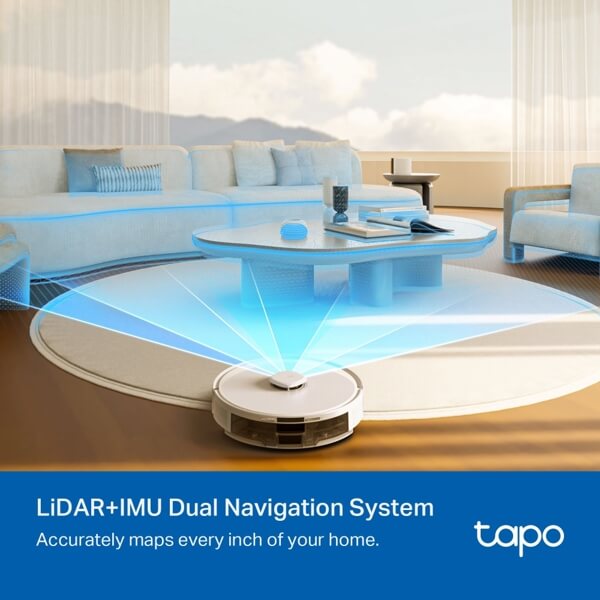 Robot Vacuum Cleaner TP-Link Tapo RV30 Max, 5300Pa, LiDAR + IMU, White