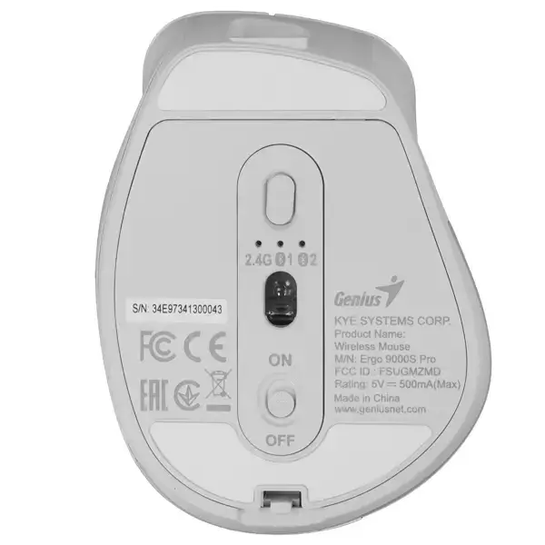 Mouse Genius Ergo 9000S Pro, Wireless, USB, Silver