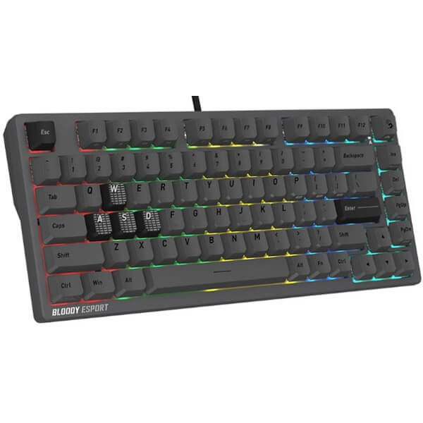 Mechanical Gaming Keyboard A4Tech Bloody MS76, Wired, RGB, USB, Grey