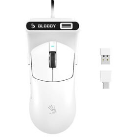 Gaming Mouse A4Tech Bloody R77 Ultra Dock Dual Mode, Wireless, USB, Type-C, White