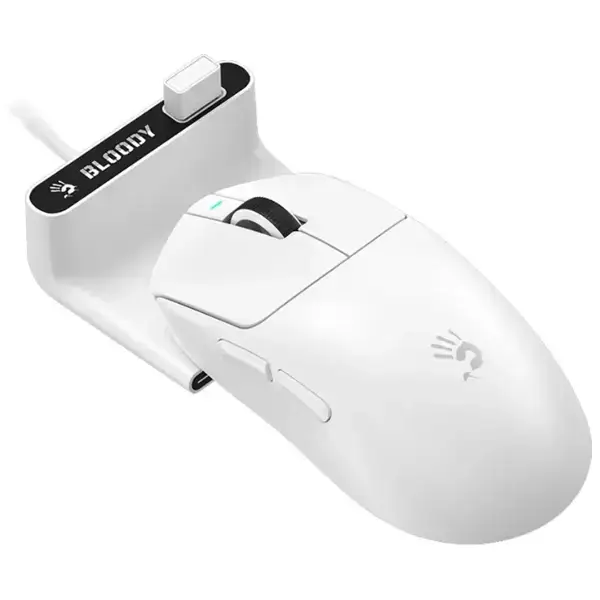 Gaming Mouse A4Tech Bloody R77 Ultra Dock Dual Mode, Wireless, USB, Type-C, White