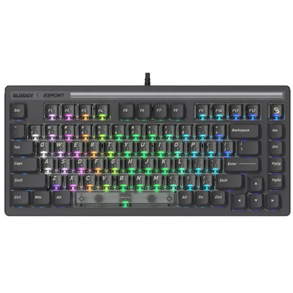 Gaming Mechanical Keyboard A4Tech Bloody LK72R, Wired, RGB, USB, Grey