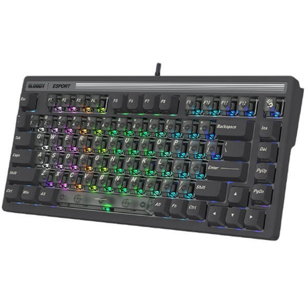 Gaming Mechanical Keyboard A4Tech Bloody LK72R, Wired, RGB, USB, Grey