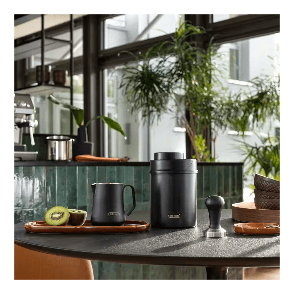 ჰერმეტული ყავის ქილა DeLonghi DLSC071, 1.5L, Vacuum Coffee Canister, Black