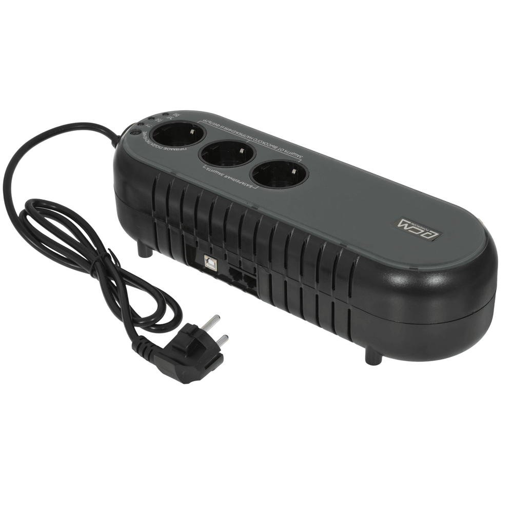 UPS Powercom WOW-700U, Offline, 700VA/350W, 3×Schuko, USB, RJ11/RJ45, Black
