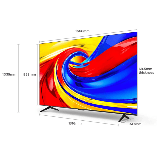 TV TCL 75T6D QLED, 75", 4K UHD, Smart TV, 120Hz, HDMI, USB, LAN, Bluetooth, WiFi, Black