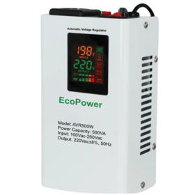 ძაბვის ავტომატური სტაბილიზატორი EconoPower AVR500W, 500VA/400W, Automatic Voltage Regulator (AVR), White