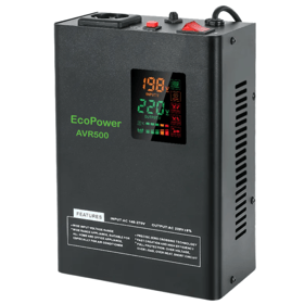 ძაბვის ავტომატური სტაბილიზატორი EconoPower AVR500W, 500VA/400W, Automatic Voltage Regulator (AVR), Black