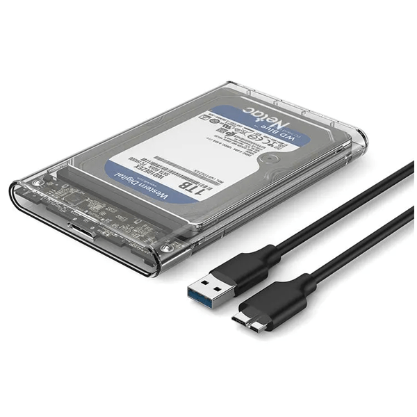 2.5 SATA to USB3.0 External HDD/SSD Case Netac NT07WH11-30B0 WH11, NETAC, Transparent