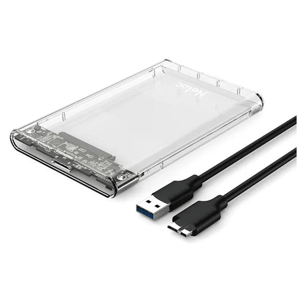2.5 SATA to USB3.0 External HDD/SSD Case Netac NT07WH11-30B0 WH11, NETAC, Transparent
