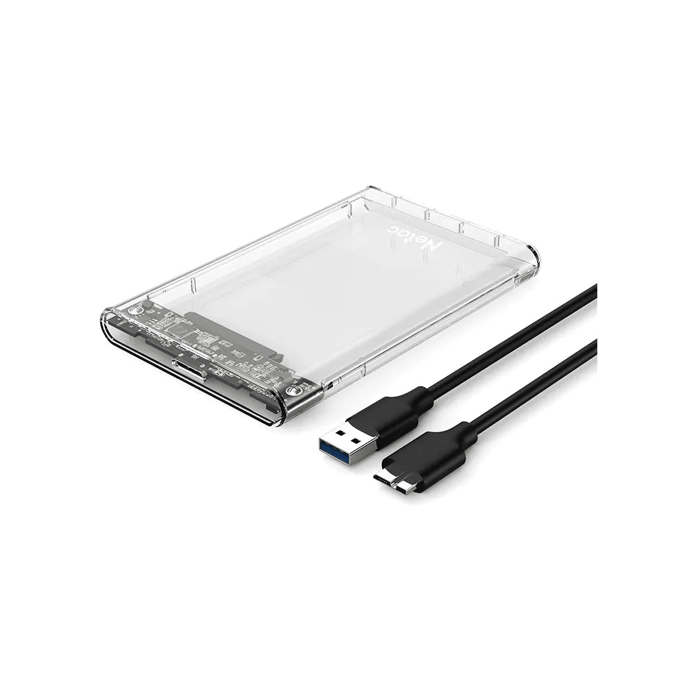 მყარი დისკის ქეისი Netac NT07WH11-30B0 WH11, NETAC, 2.5 SATA to USB3.0 External HDD/SSD Case, Transparent