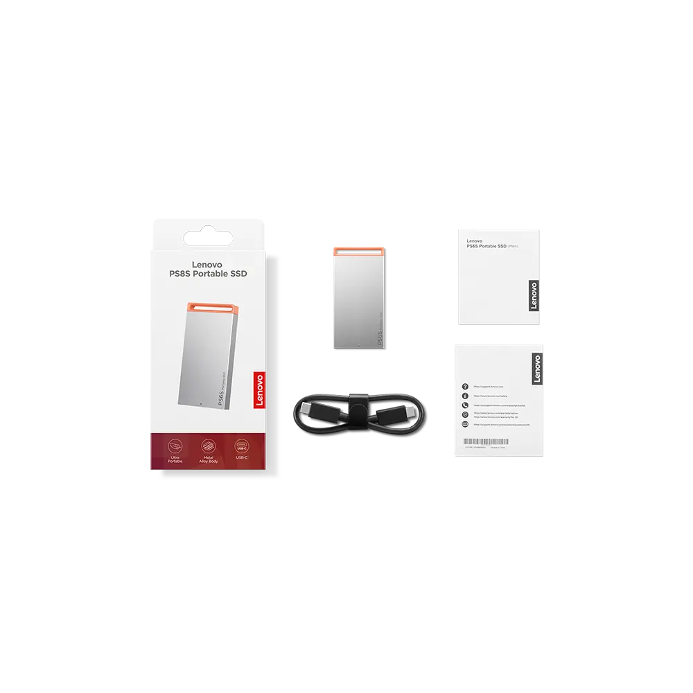 გარე მყარი დისკი Lenovo GXB1T57740 PS8S, 1TB, External SSD, Type-c, Silver