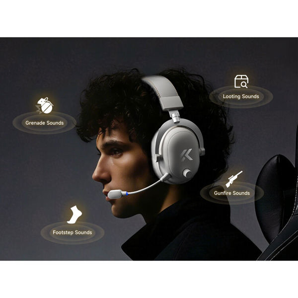 Gaming Headset Mchose HW-V9-11 V9Turbo, Wireless, USB, Bluetooth, Type-C, Icy White