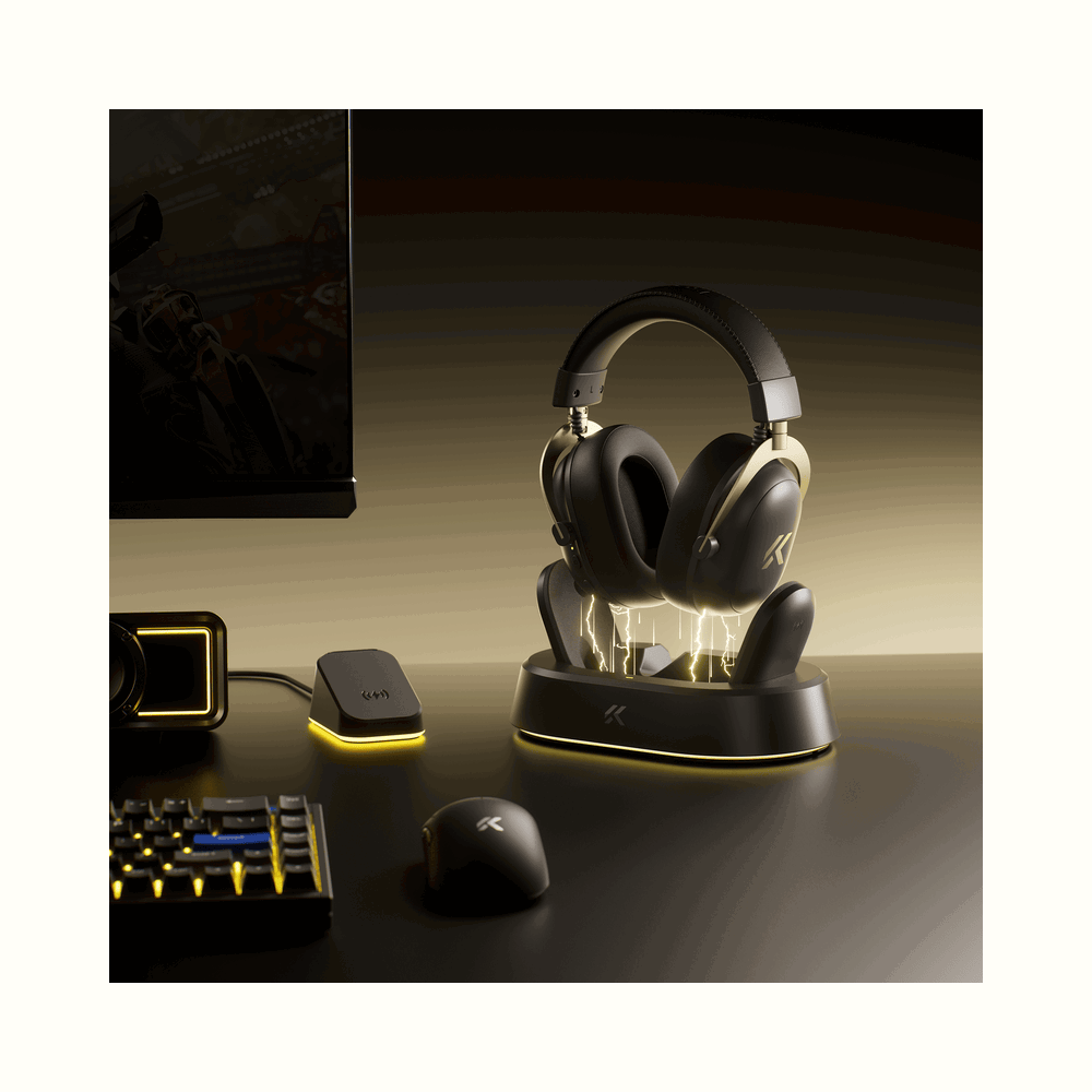 Gaming Headset Mchose HW-V9-10 V9Turbo, Wireless, USB, Bluetooth, Type-C, Black Gold