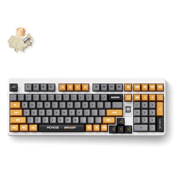 Mechanical Keyboard Mchose HW-UT98-3 x Unbox Therapy UT98, Icy Creamsicle, Wireless, USB, Bluetooth, RGB, Retro Therapy