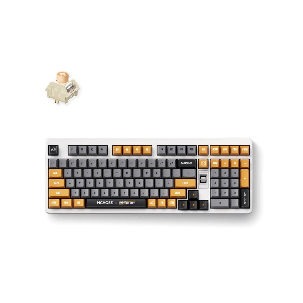 კლავიატურა Mchose HW-UT98-3 x Unbox Therapy UT98, Icy Creamsicle, Wireless, USB, Bluetooth, RGB, Mechanical Keyboard, Retro Therapy