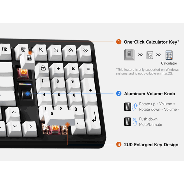 Mechanical Keyboard Mchose HW-UT98-1 x Unbox Therapy UT98, Icy Creamsicle, Wireless, USB, Bluetooth, RGB, Classic Therapy