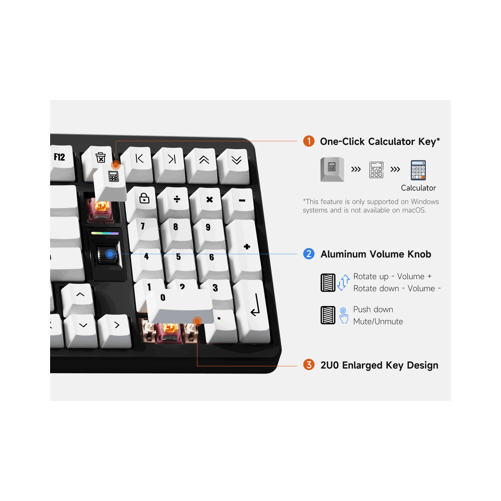 კლავიატურა Mchose HW-UT98-1 x Unbox Therapy UT98, Icy Creamsicle, Wireless, USB, Bluetooth, RGB, Mechanical Keyboard, Classic Therapy