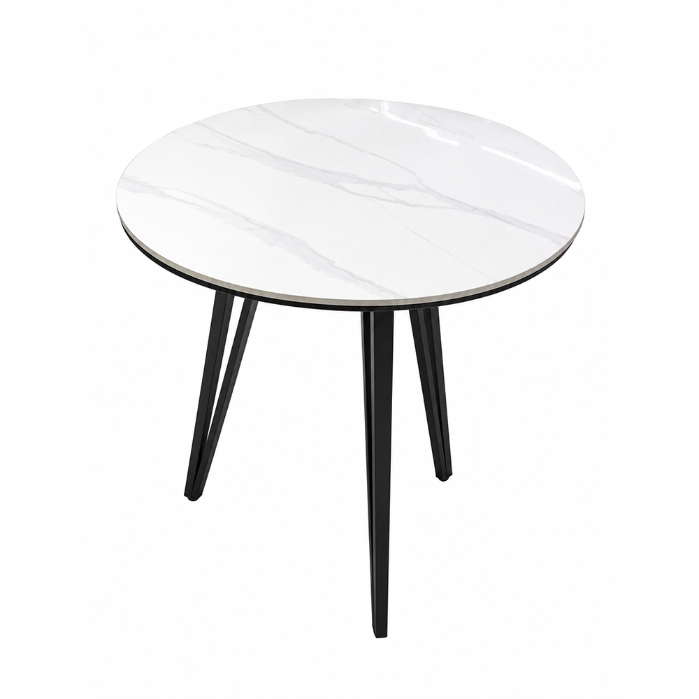 Ceramic granite kitchen table round 80x75 cm white