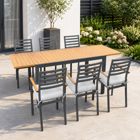 Garden furniture set table 160-240x89x75 cm 6 chairs 56x58x87 cm