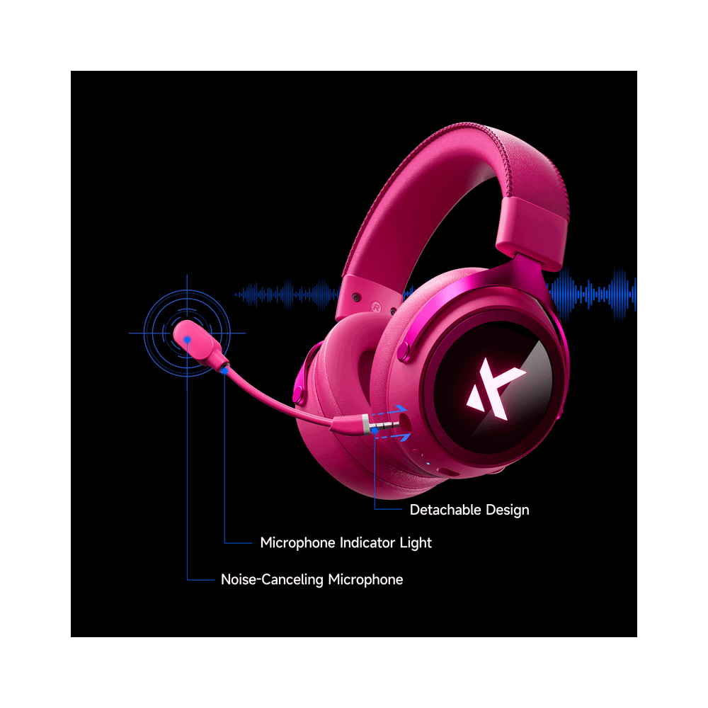 Gaming Headset Mchose HW-X9-3 X9, Wireless, Bluetooth, Type-C, USB, Rose Red