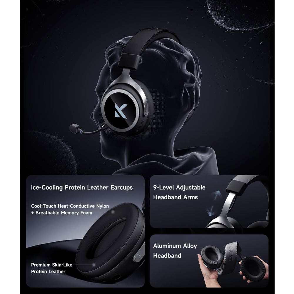 Gaming Headset Mchose MC-X9-2 X9, Wireless, Bluetooth, Type-C, USB, Black