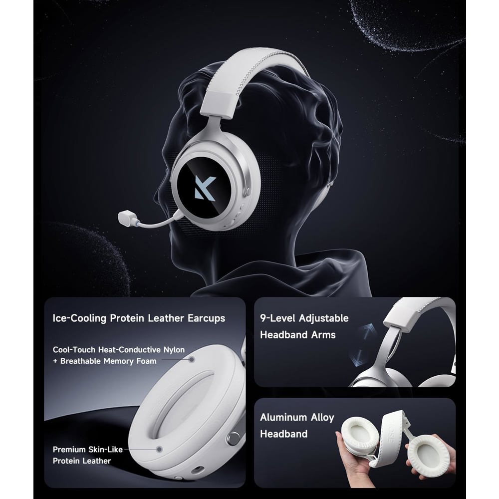 Gaming Headset Mchose MC-X9-1 X9, Wireless, Bluetooth, Type-C, USB, White