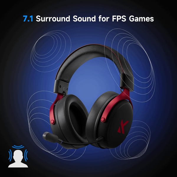 Gaming Headset Mchose HW-V9-4 V9 Pro, Wireless, Bluetooth, USB, Type-C, Black/Red