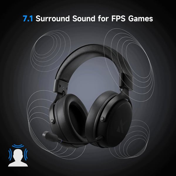Gaming Headset Mchose HW-V9-2 V9 Pro, Wireless, Bluetooth, USB, Type-C, Steel Black