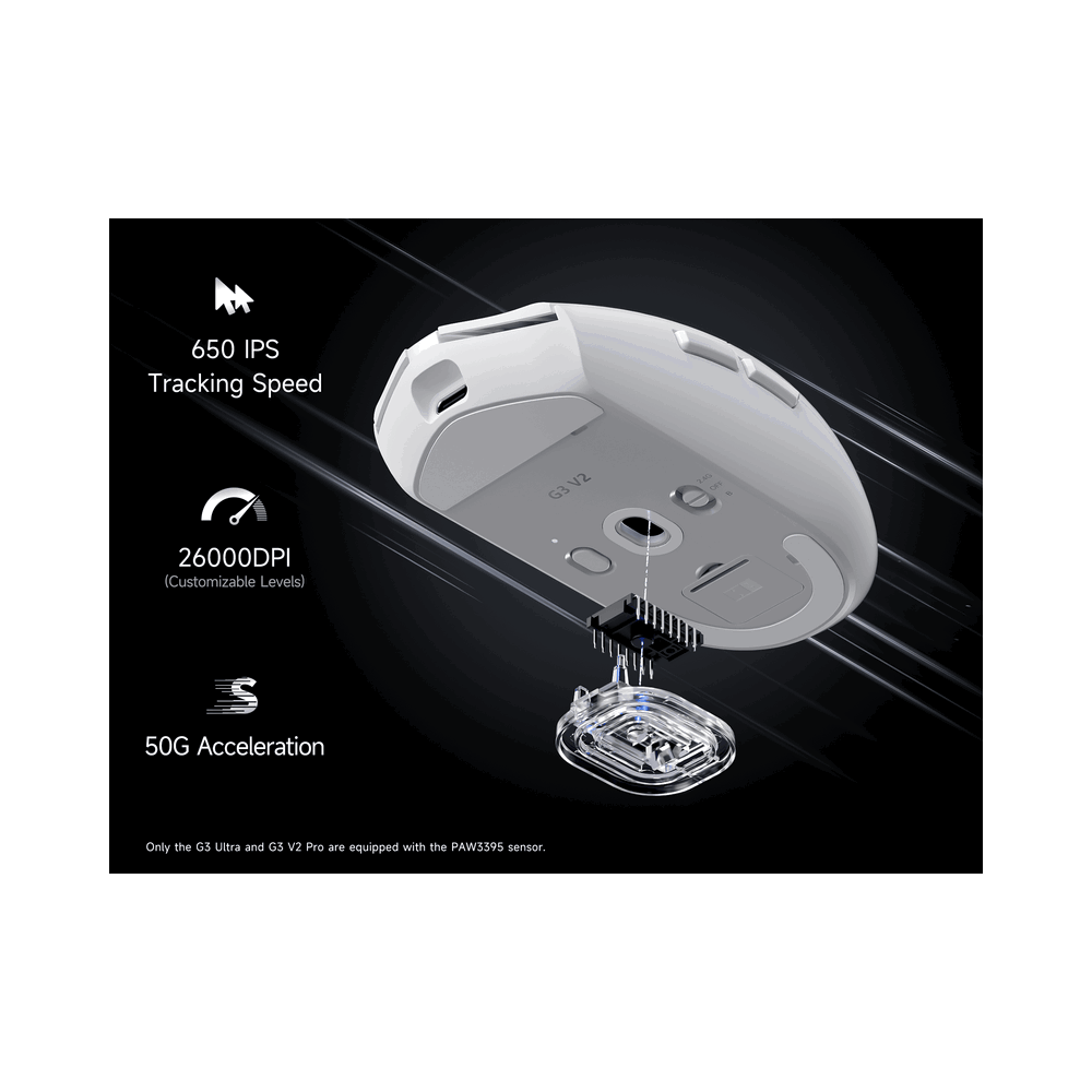 Gaming Mouse Mchose HW-G3V2-4 G3 V2, Wireless, USB, Bluetooth, Type-C, White