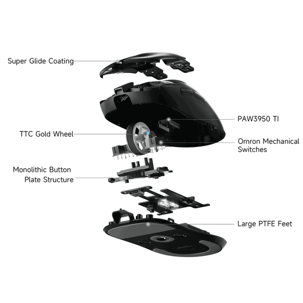 Gaming Mouse Mchose MC-A7V2-12 A7 V2 Ultra Plus, Wireless, USB, Bluetooth, Type-C, Black