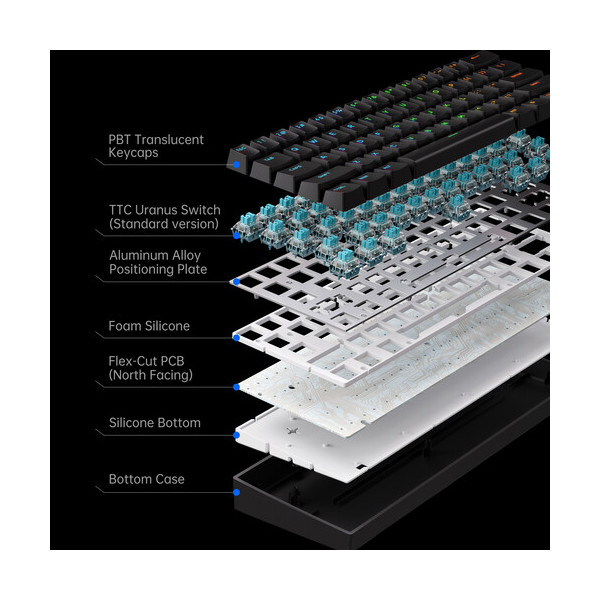 Gaming Mechanical Keyboard Mchose Ace60-4A Ace 60 Pro Hall Effect, KTEK Magnetic, Wired, USB, RGB, Black