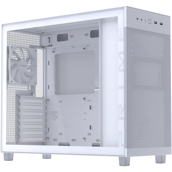 Computer Case Asus 90DC00V3-B39010 Prime AP303 TG, MidT, ATX, Micro-ATX, Mini-ITX, 2×USB 3.2 Gen 1 Type-A, Type-C, White