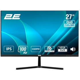 მონიტორი 2E 2E-H2725B-01.EU H2725B, 27", Monitor, QHD, IPS, HDMI, DP, Black
