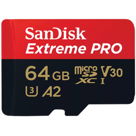 მეხსიერების ბარათი SanDisk SDSQXCU-064G-GN6MA Extreme Pro, 64GB, Micro SDXC, UHS-I, Memory Card, Black/Red