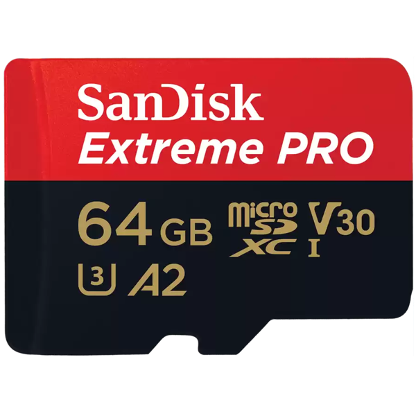 Memory Card SanDisk SDSQXCU-064G-GN6MA Extreme Pro, 64GB, Micro SDXC, UHS-I, Black/Red