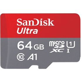 მეხსიერების ბარათი SanDisk SDSQUNR-064G-GN3MN Ultra, 64GB, MicroSD/HC, UHS-I, C10, Memory Card, Grey/Red