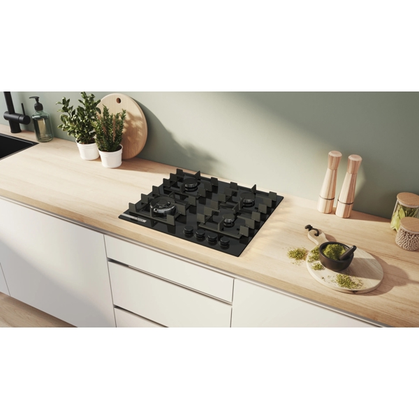 ჩასაშენებელი ქურის ზედაპირი Bosch PNK6B6P41R, Built-in Gas Cooktop, Black