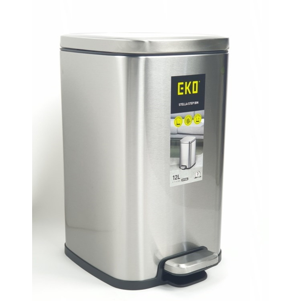 ნაგვის ურნა EKO EK9384MT 27120, 12L, Step Bin, Silver