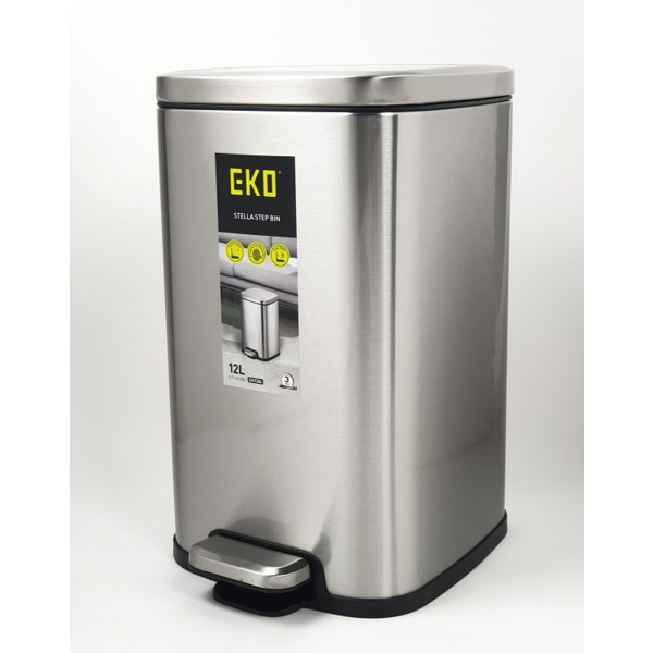 ნაგვის ურნა EKO EK9384MT 27120, 12L, Step Bin, Silver