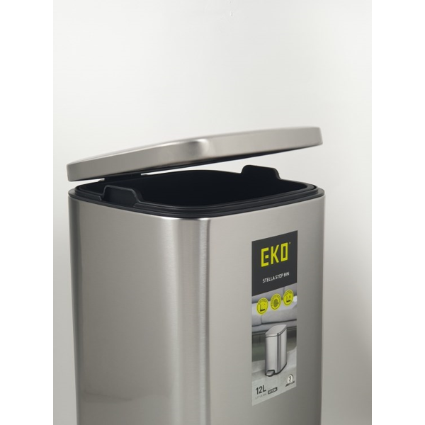 Step Bin EKO EK9384MT 27120, 12L, Silver