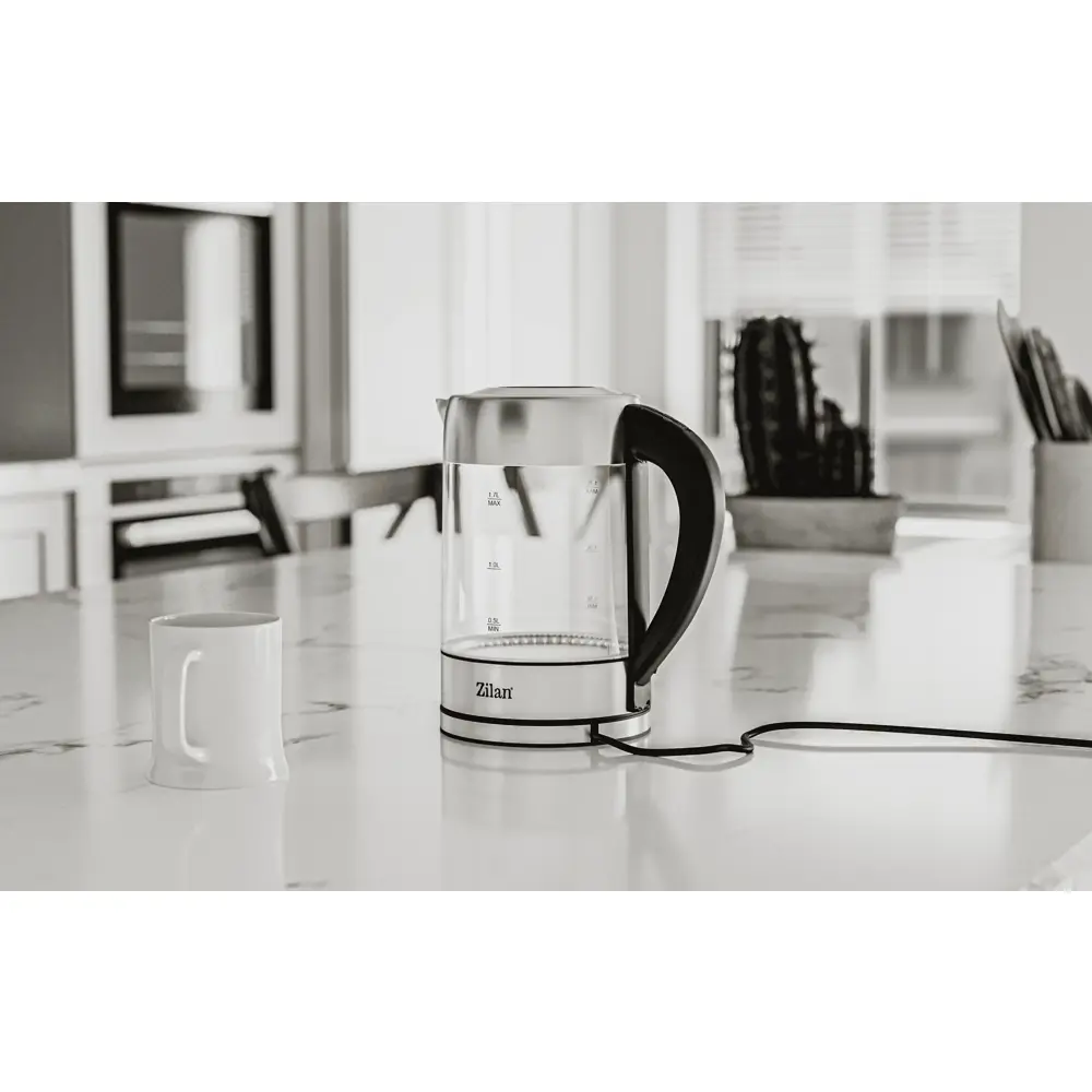 Electric Kettle Zilan ZLN3949, 2200W, 1.7L, Silver/Black