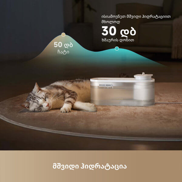 დისპენსერი შინაური ცხოველებისთვის Mova PWB20A WF10 Pro, 1.5L, Pet Fountain, White