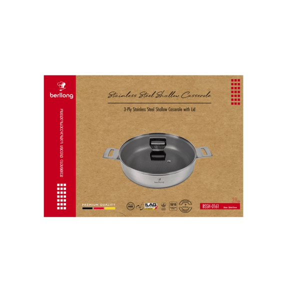 ტაფა-ქვაბი Berllong BSSH-0161, 28cm, Pan, Grey