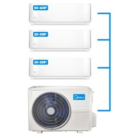 მულტი სპლიტ კონდიციონერი Midea M3OA-27HFN8-Q + (2X) AB-09NXD0-M + AB-18NXD0-M Aurora, 50-60m², Inverter, Multi Split Air Conditioner, White