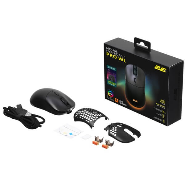 მაუსი 2E 2E-MGHDPR-WL-BK HyperDrive Pro WL, Wireless, USB, Gaming Mouse, Black